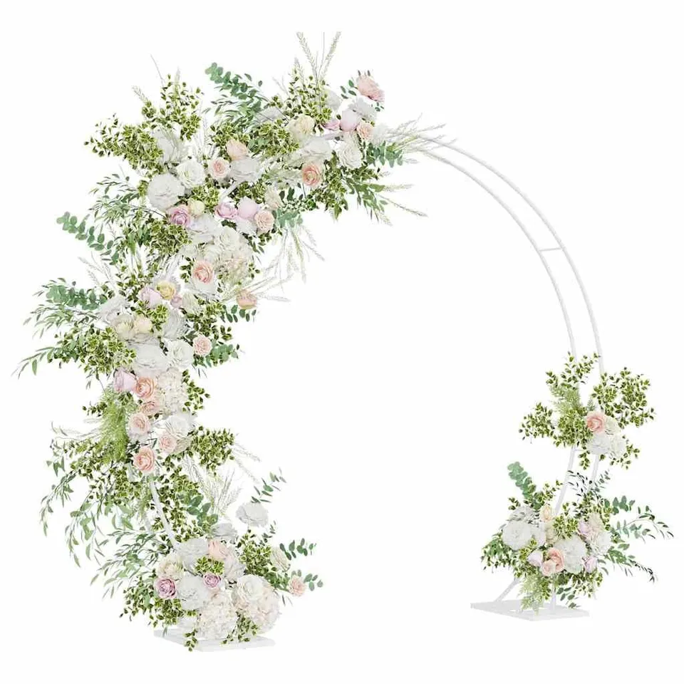 vidaXL Heim & Garten Hochzeitsbogen Weiß 220 cm Stahl doppelt
