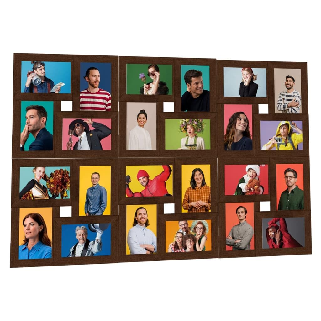 vidaXL Collage Bilderrahmen 24x 10x15 cm Dunkelbraun MDF