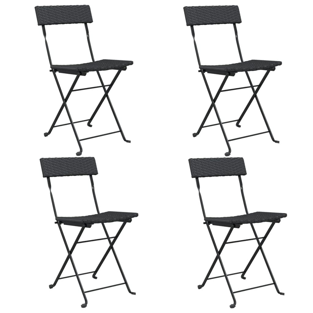 vidaXL Heim & Garten Klappstühle 4St Schwarz Rattan Stahl