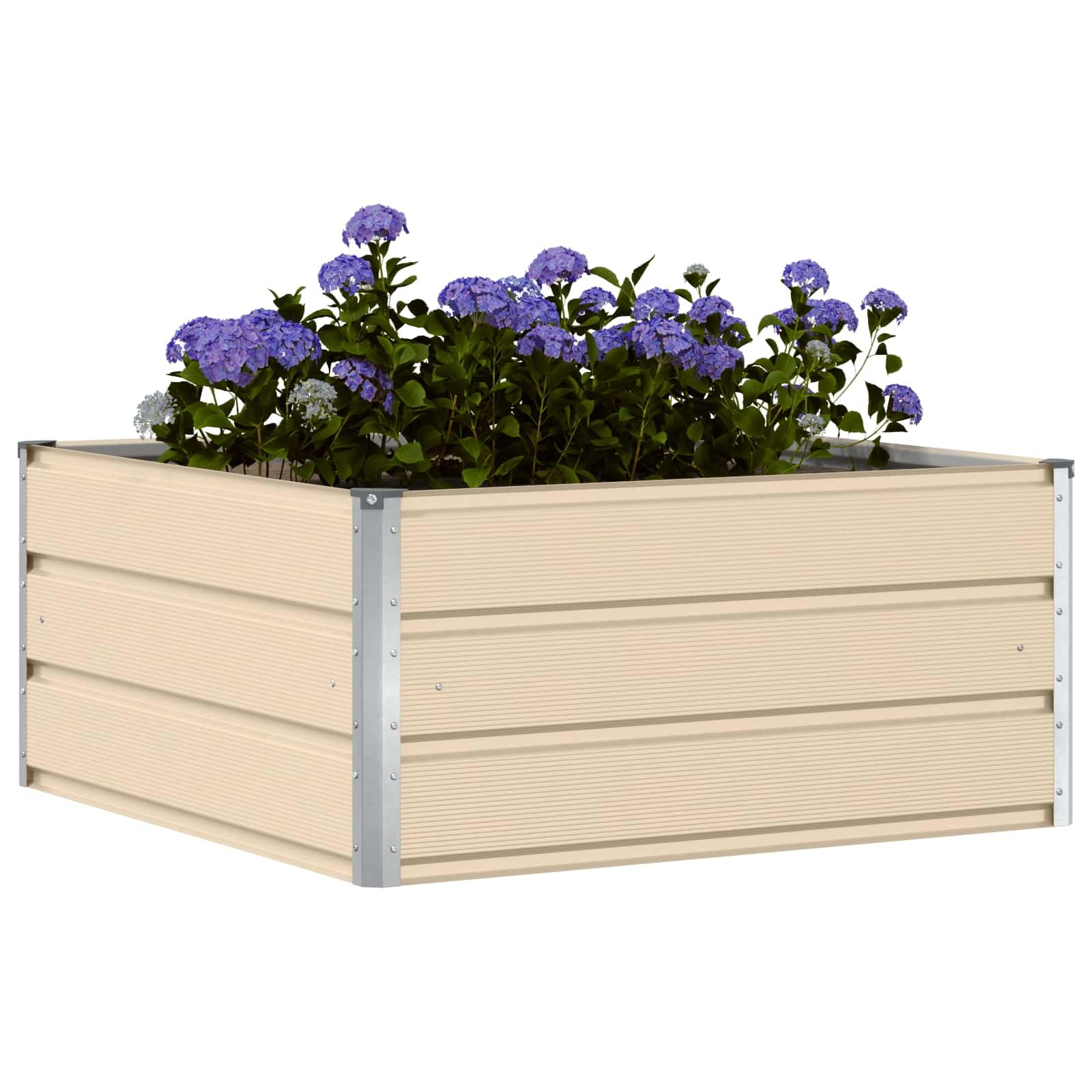 vidaXL Heim & Garten Pflanzkübel 100x100x45 cm Elfenbein Stahl