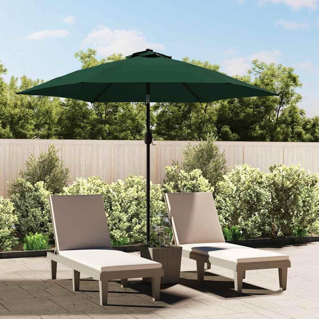 vidaXL Ampelschirm LED 300 cm Stahlmast Grün