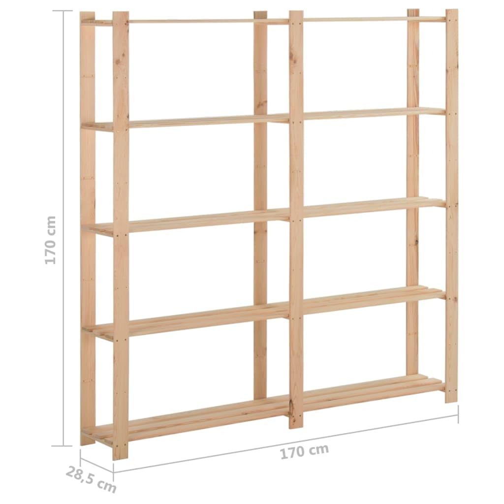 vidaXL Lagerregal Kiefer Massiv 5 Böden 170x28,5x170 cm