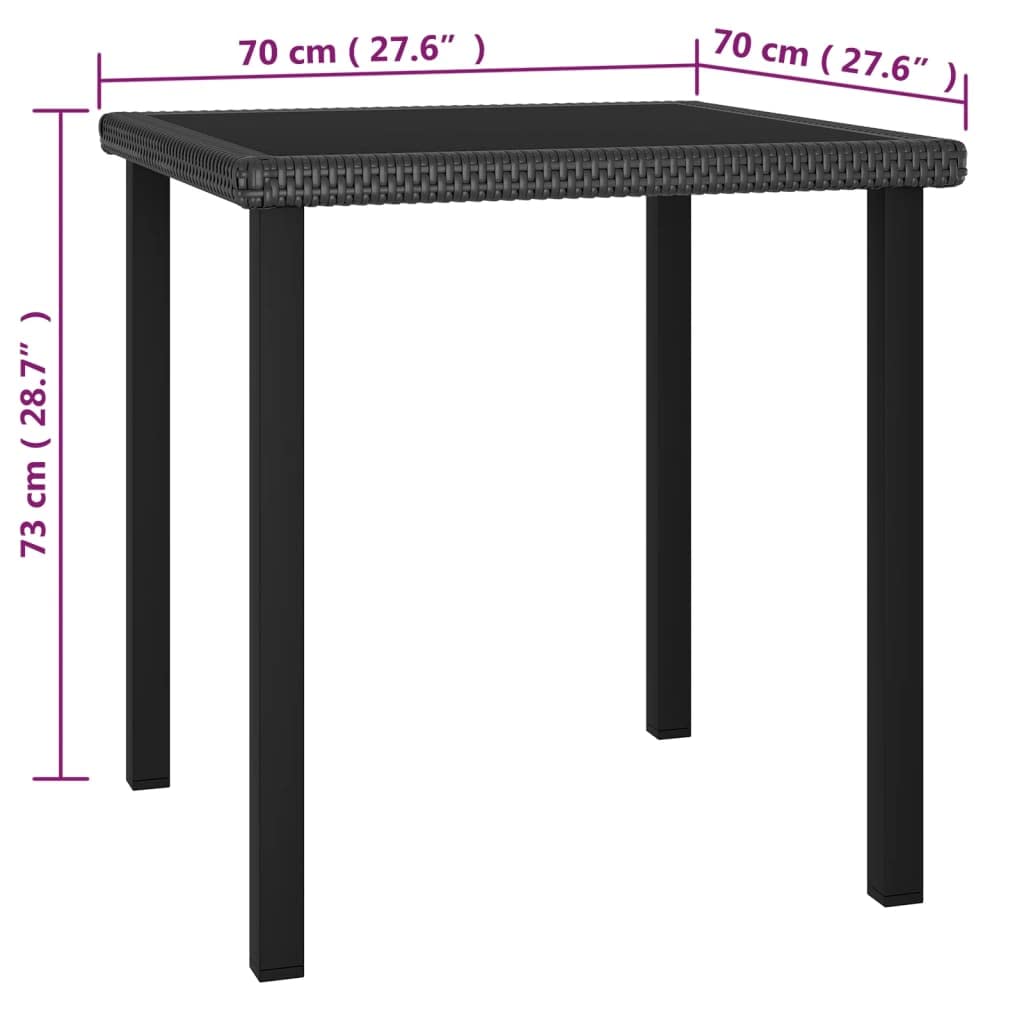 vidaXL Heim & Garten Garten-Essgruppe Rattan schwarz 3-tlg.
