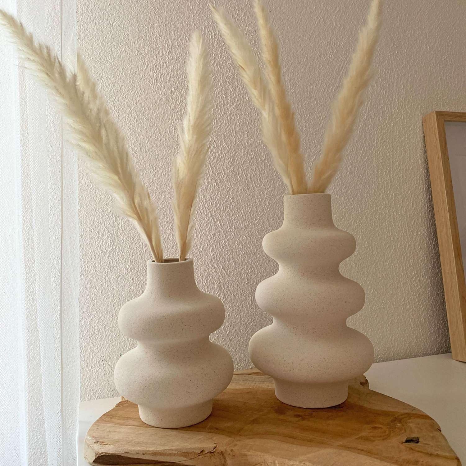 Intirilife Spiralvase Keramikvase Creme Weiß 13x21,8 cm matt