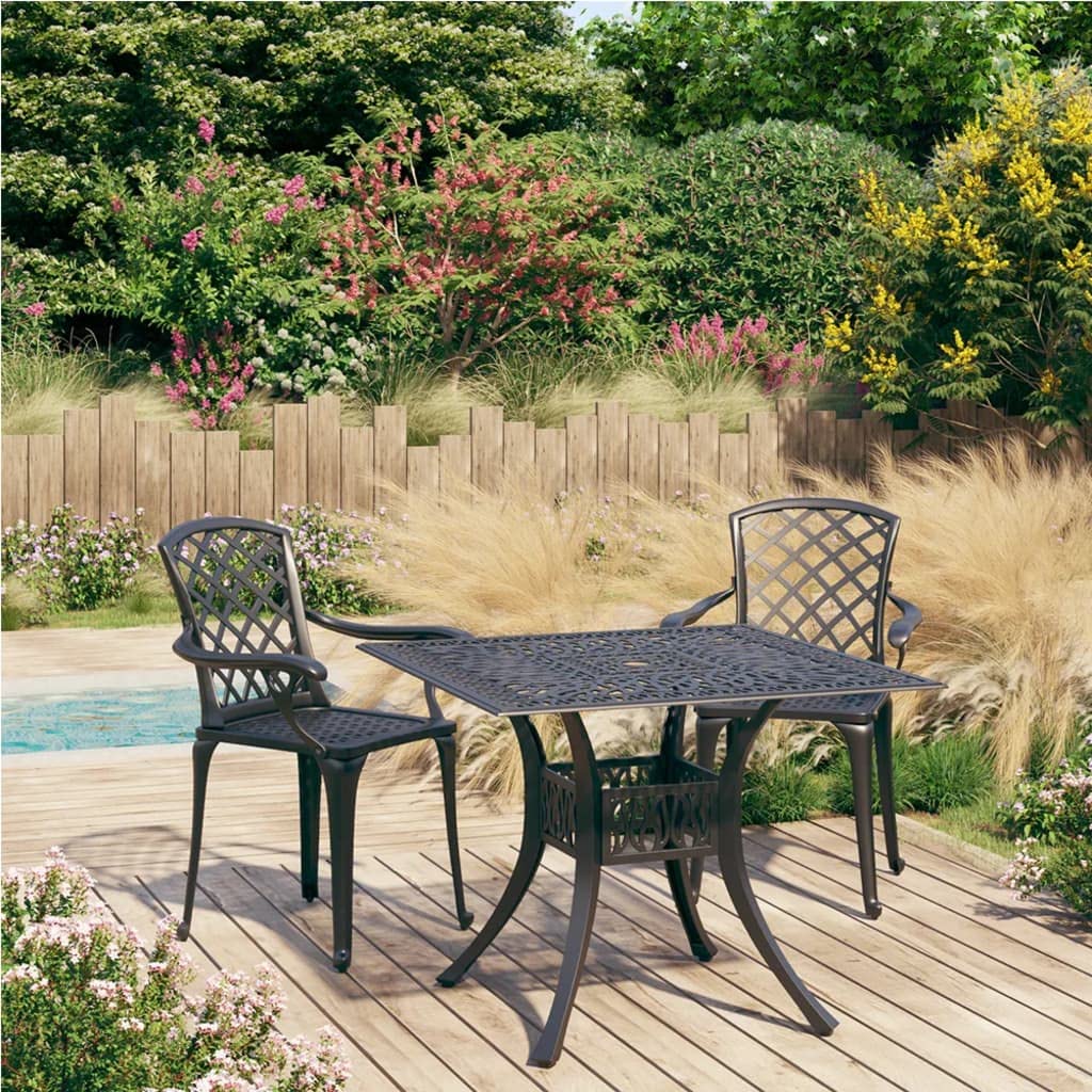 vidaXL Bistro-Set 3-tlg. Aluguss Schwarz Outdoor