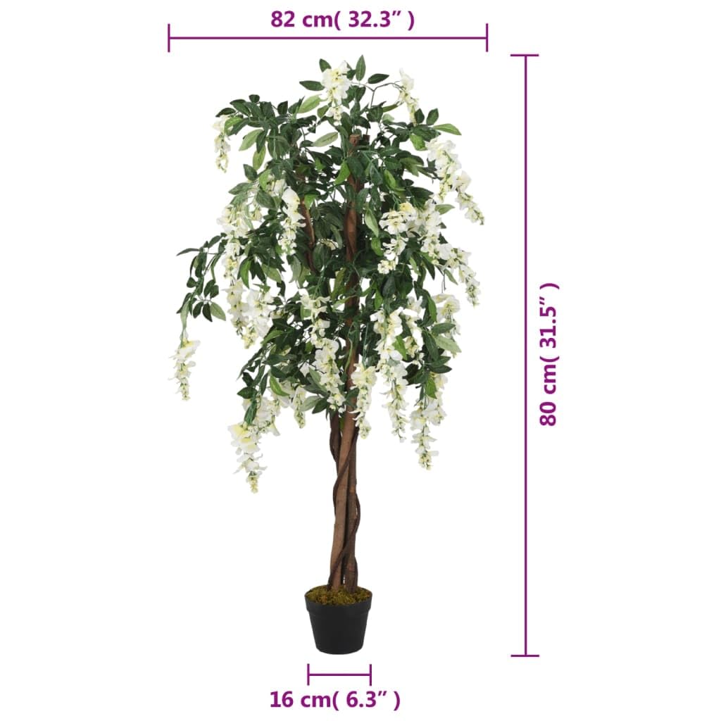 vidaXL Glyzinienbaum Künstlich 80 cm Grün Weiß Topf