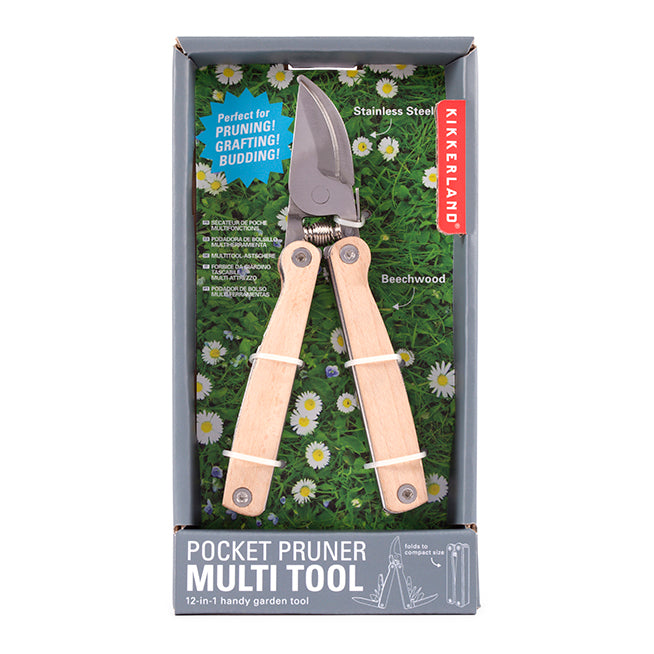 Kikkerland Pocket Pruner Multi-Tool Garten 12-in-1 Holz
