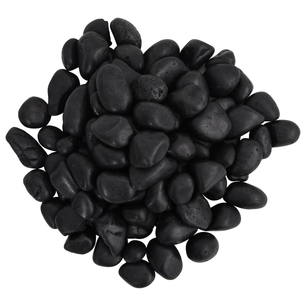 vidaXL Tierbedarf Polierte Kiesel Schwarz 25 kg 2-5 cm