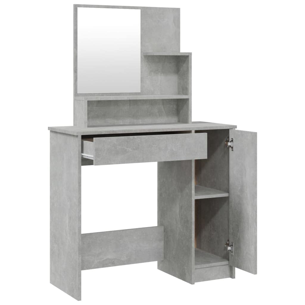 vidaXL Schminktisch-Set Betongrau 86,5 cm Schminktisch