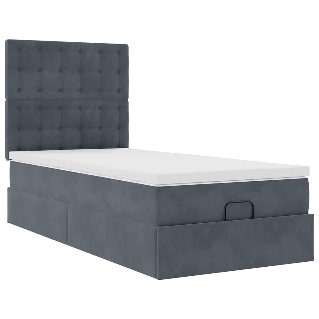 vidaXL Ottoman-Bett Dunkelgrau 90x200 Samt Stauraum