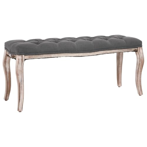vidaXL Heim & Garten Bank Leinen 110x38x48 cm Dunkelgrau