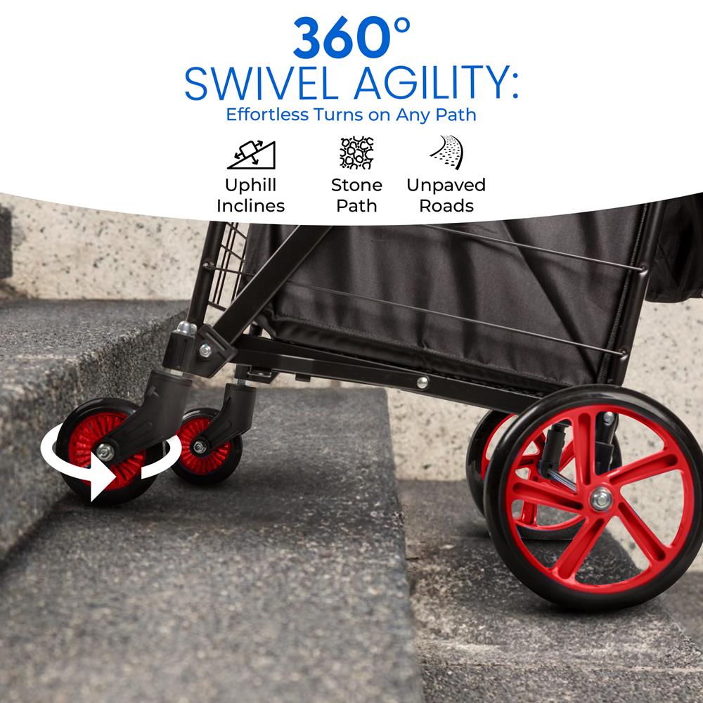 Serenelife Storage Einkaufstrolley klappbar rot 70 lbs