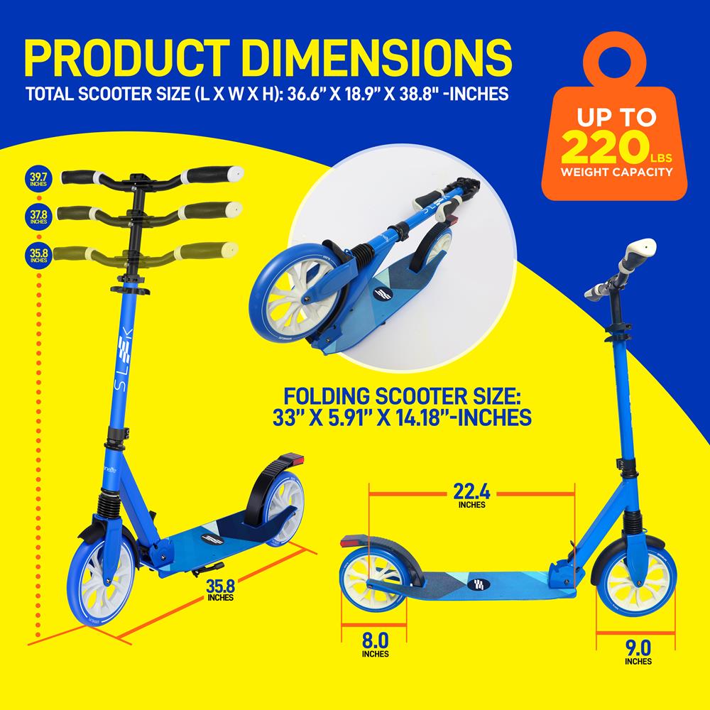Serenelife Scooters Kick Scooter Erwachsene blau klappbar