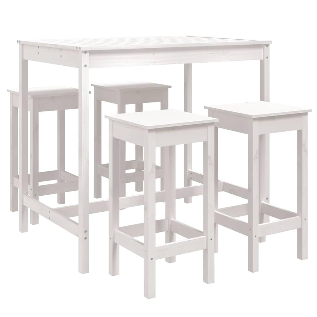vidaXL 5-tlg. Gartenbar-Set Bartisch weiß ohne Lehne