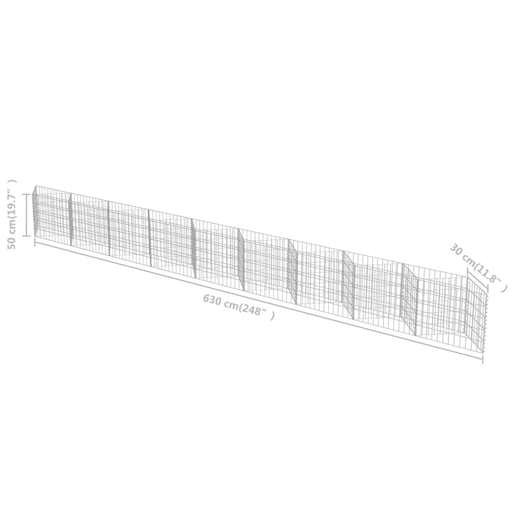 vidaXL Heim & Garten Gabione Pflanzkasten 630x30x50 cm verzinkt