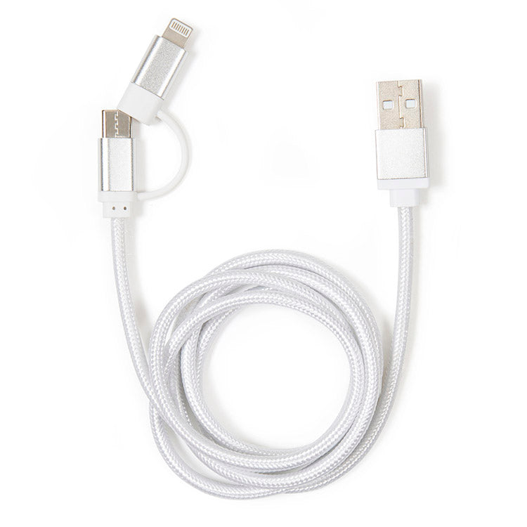 Kikkerland Silver 2-in-1 Braided Cable USB-C Lightning silber