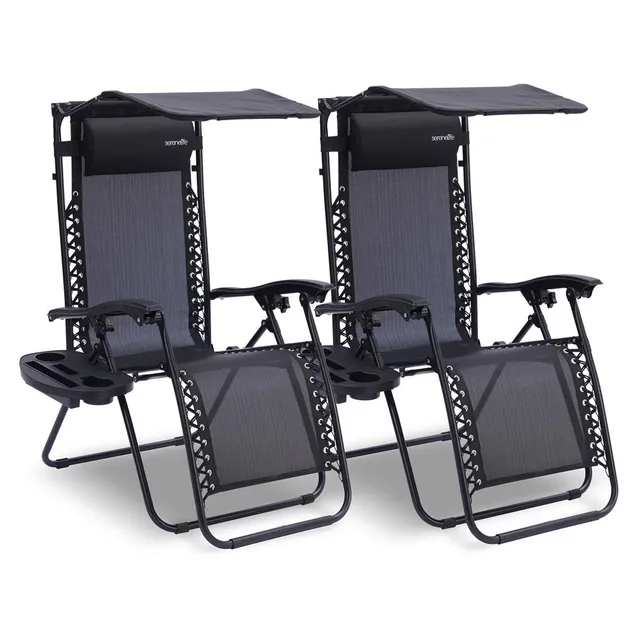 Serenelife Furniture Zero Gravity Stuhl Set Schwarz 2tlg