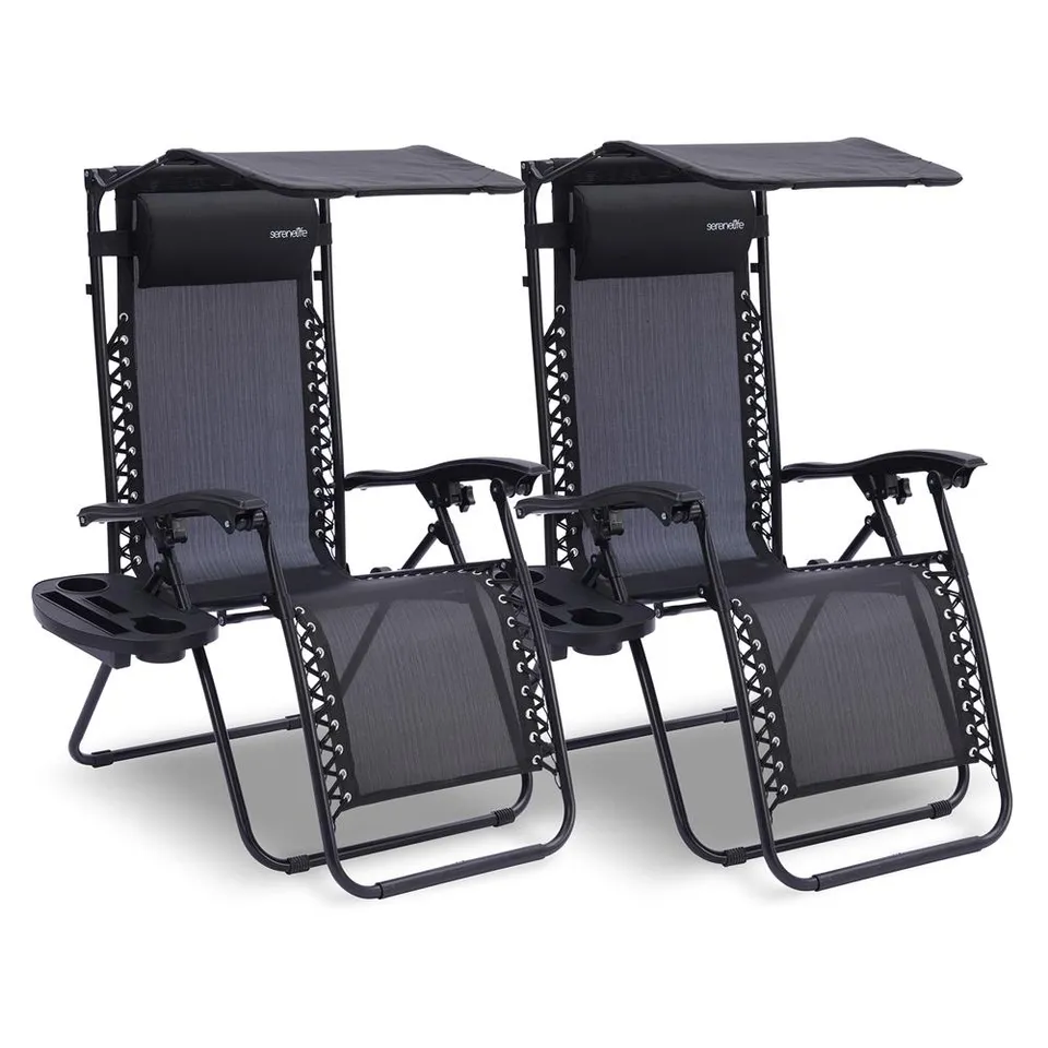 Serenelife Furniture Zero Gravity Stuhl Set Schwarz 2tlg