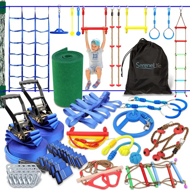 Serenelife Kids Play Ninja Slackline 15 m mit 14 Teilen