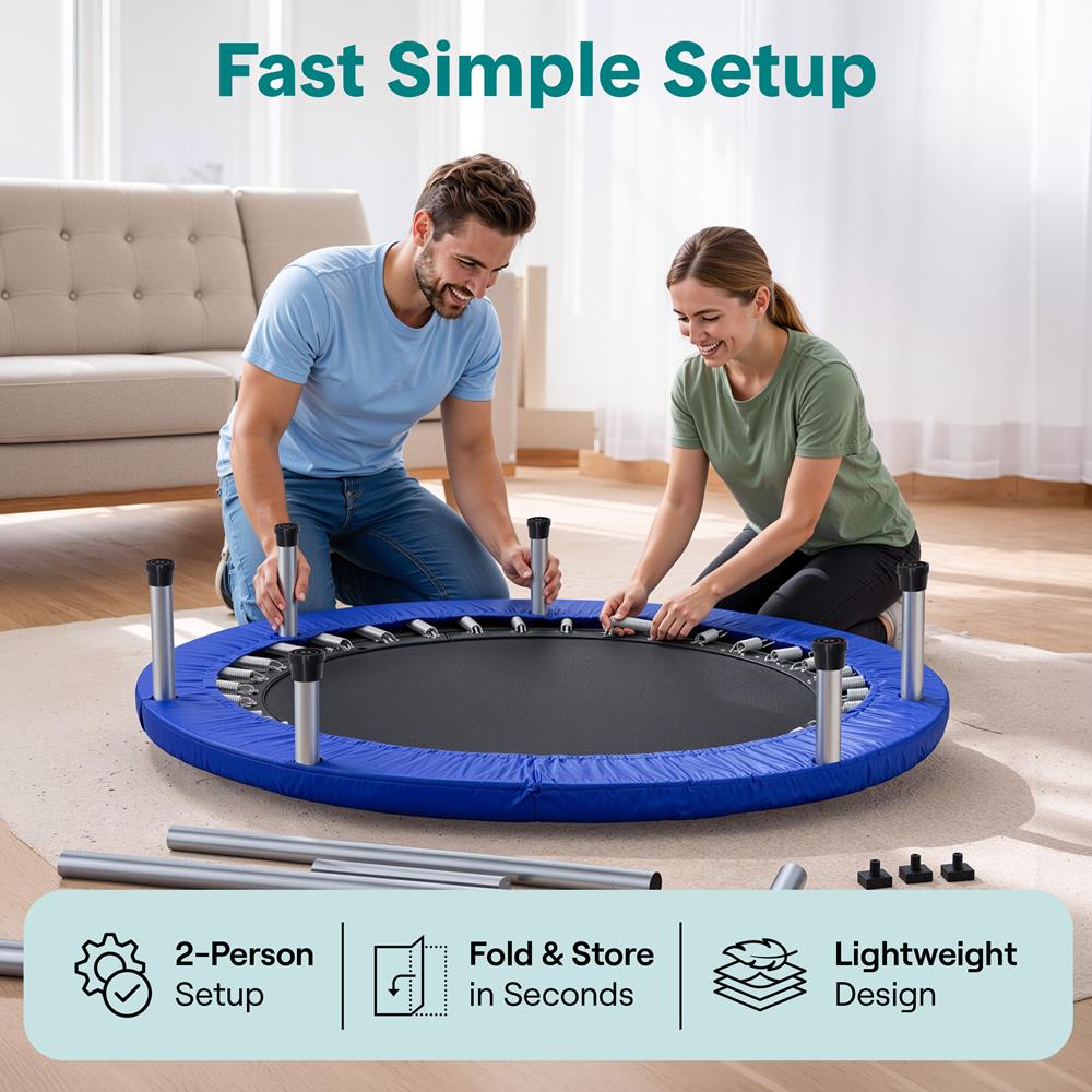 Serenelife Fitness Trampolin 40 Zoll Klappbar Dunkelblau