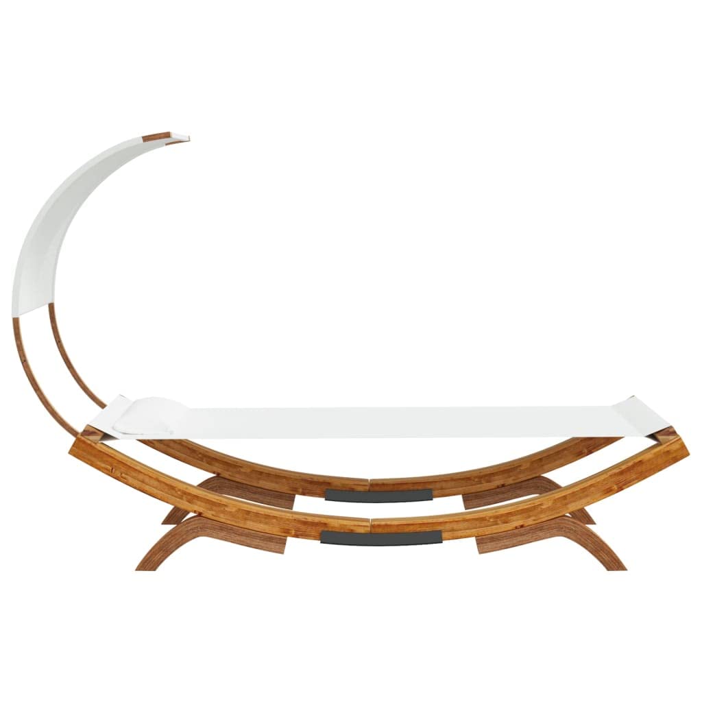vidaXL Loungebett Bugholz Dach Creme 100x200 cm Sonnenliege