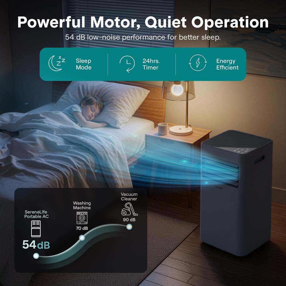 Serenelife Portable AC Klimagerät Grau 8000 BTU Mobil