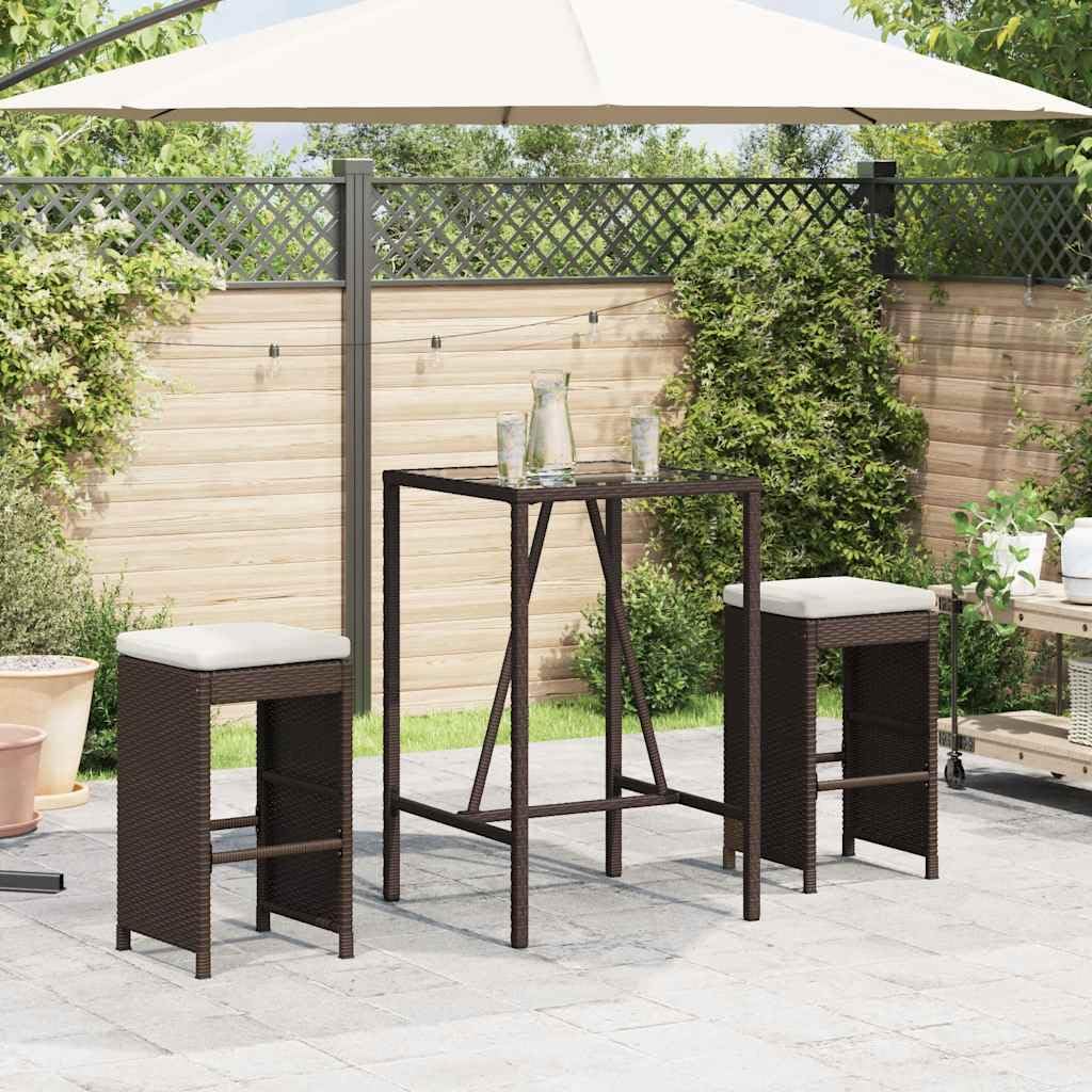 vidaXL Heim & Garten Barhocker Braun Rattanstuhl 2 Stk. mit Kissen