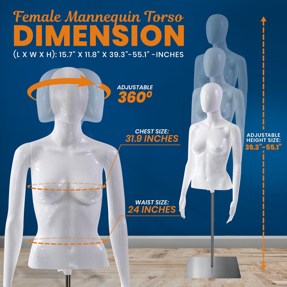 Serenelife Clothing Schaufensterpuppe Torso Weiß Verstellbar