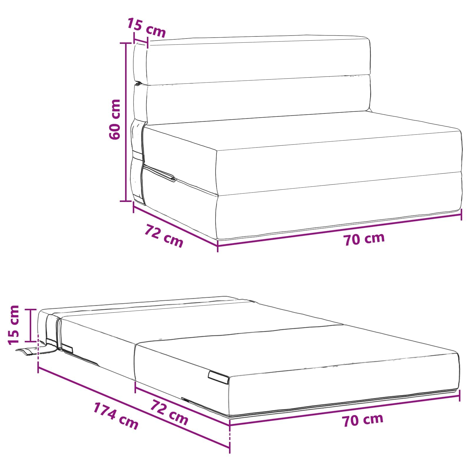 vidaXL Möbel Klappsofa Bett Schlafsofa Hellgrau 174 cm Stoff