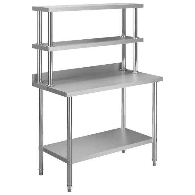 vidaXL Heim & Garten Arbeitstisch Edelstahl 120x60x93 Aufkantung