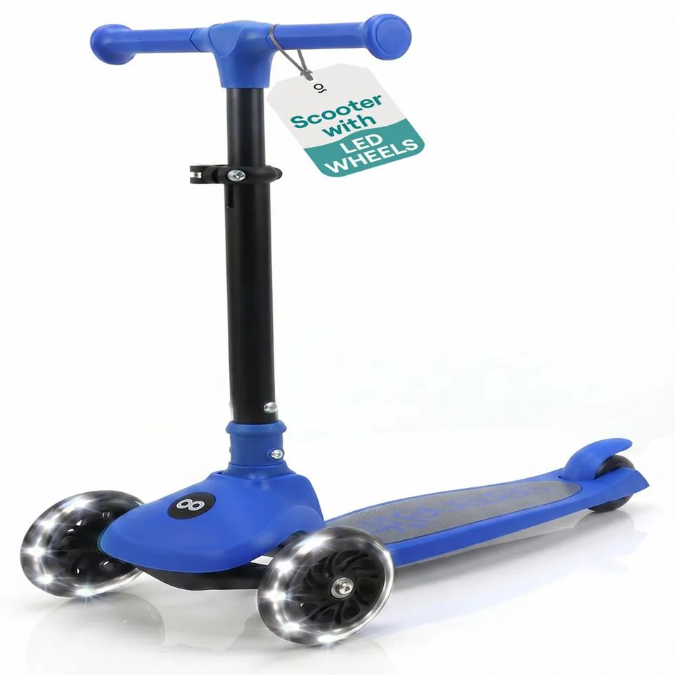 Serenelife Scooters Kinderroller LED Blau verstellbar 3 Räder