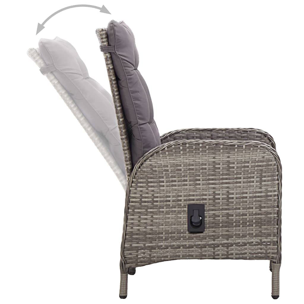 vidaXL Heim & Garten Bistro-Set 3-tlg Grau Ø60cm Rattan