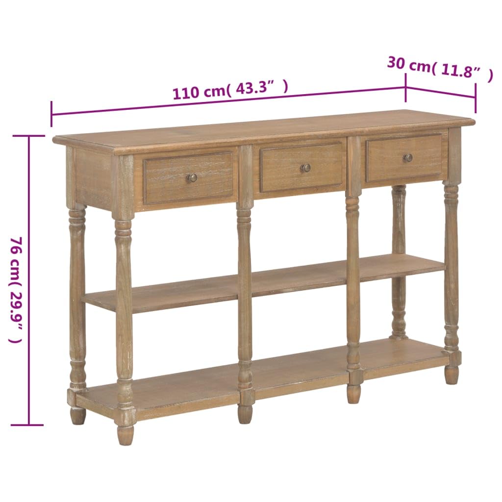 vidaXL Konsolentisch 110x30x76 cm Holzwerkstoff 3 Schubladen