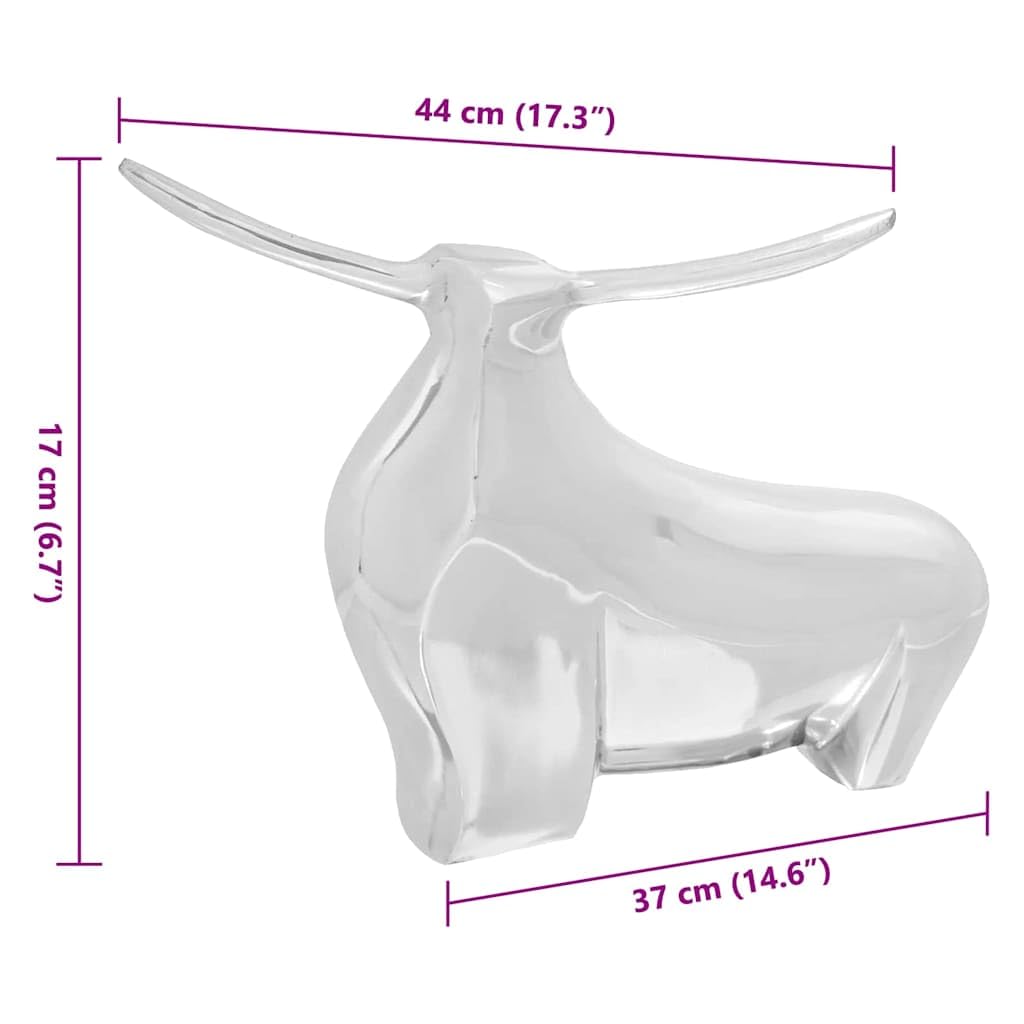 vidaXL Heim & Garten Stierskulptur Silber 37x44x17 cm Aluminium