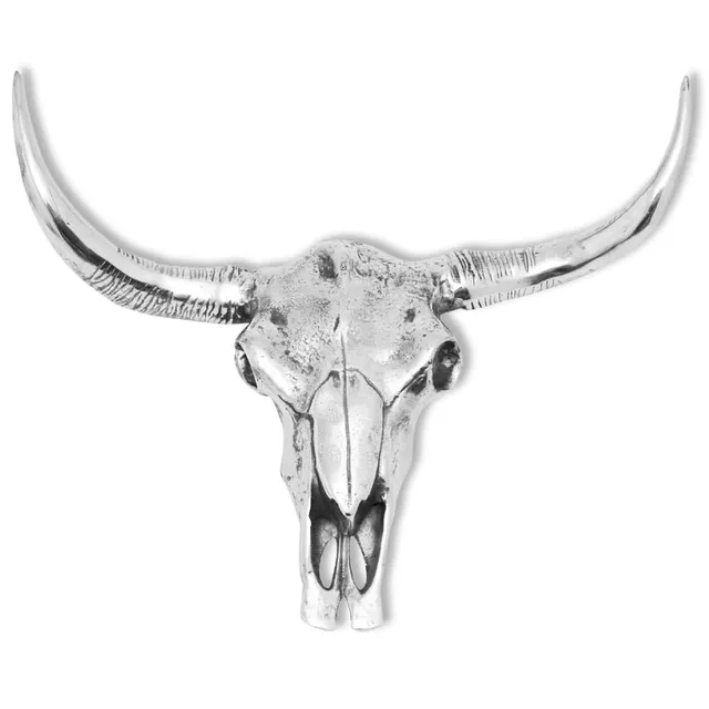 vidaXL Wanddeko Bullenschädel 58 cm Aluminium Silber