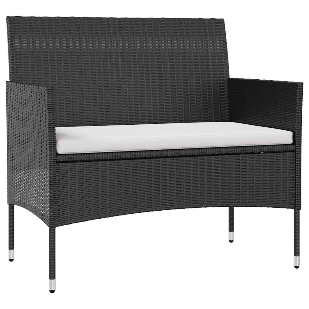 vidaXL Garten-Lounge-Set 8-tlg. Rattan schwarz mit Auflagen
