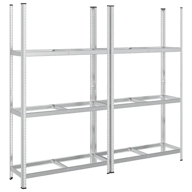 vidaXL Reifenregal 3 Böden 110x40x200 Silber 2 Stk Stahl