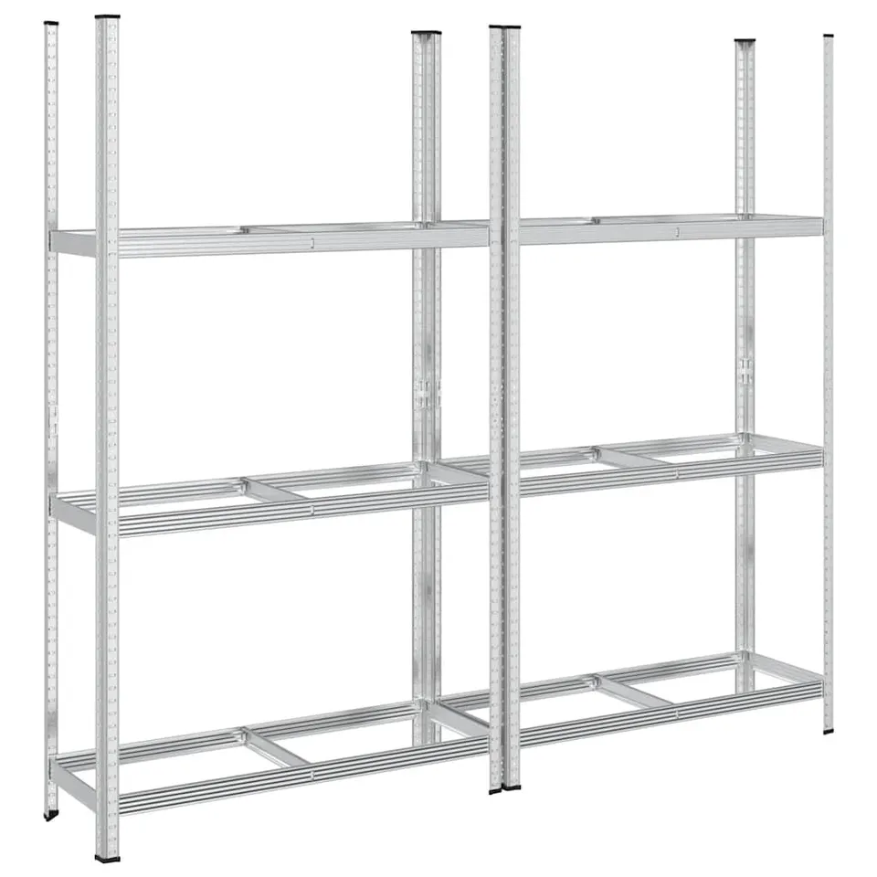 vidaXL Reifenregal 3 Böden 110x40x200 Silber 2 Stk Stahl