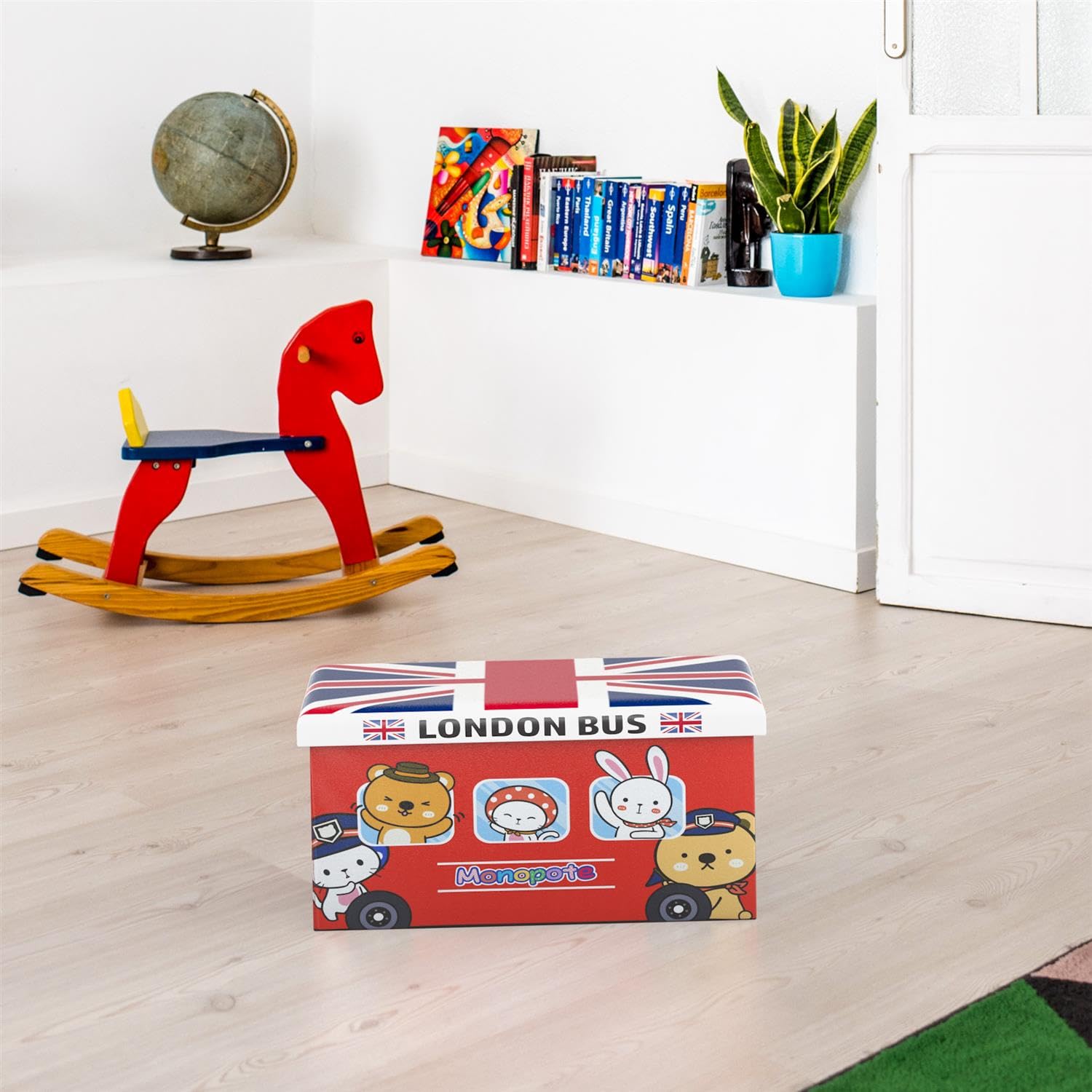 Intirilife Sitzhocker London Bus 49x31x31cm Kunstleder faltbar