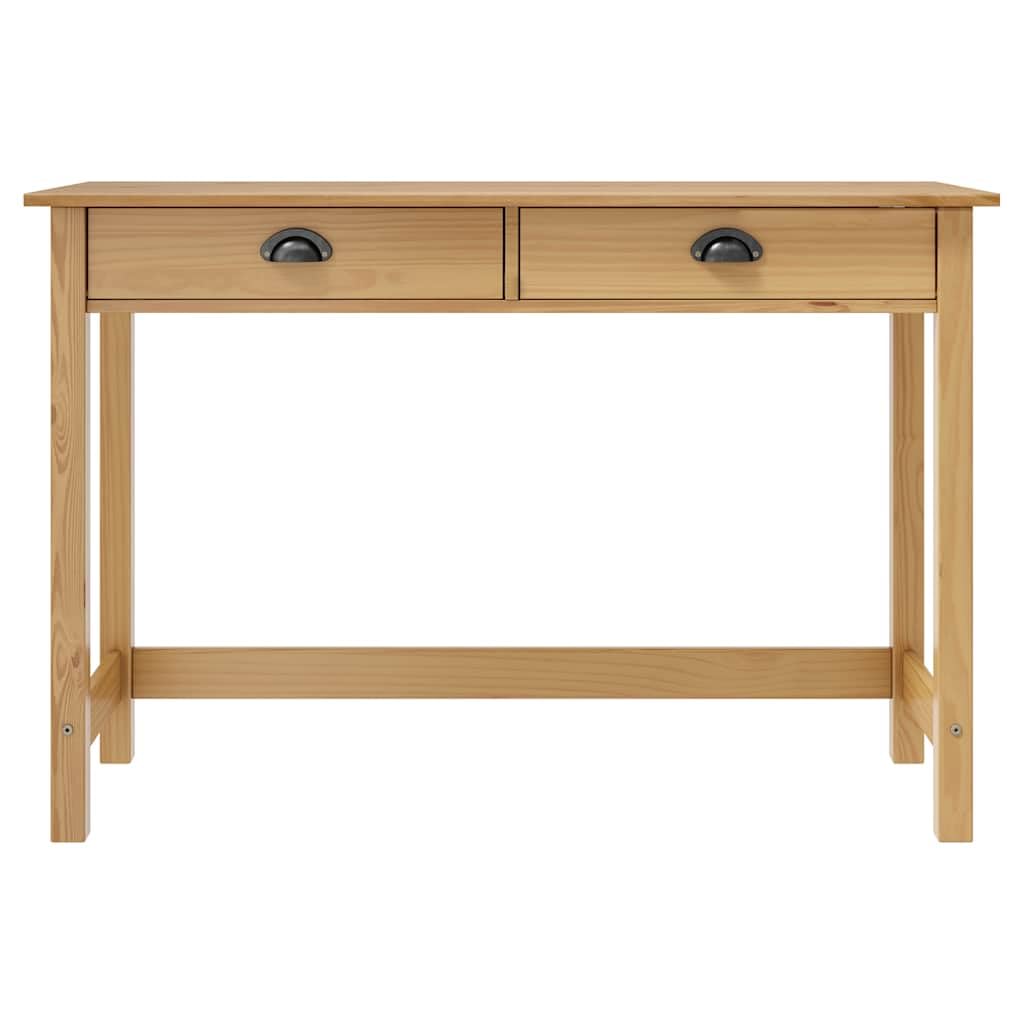 vidaXL Konsolentisch Kiefer massiv 110x45 cm Braun 2 Schubladen