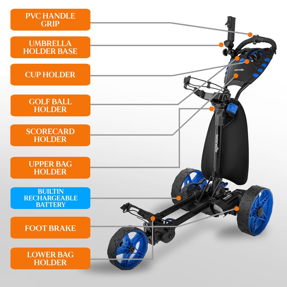 Serenelife Golf Trolley Elektro 3-Rad Alu faltbar