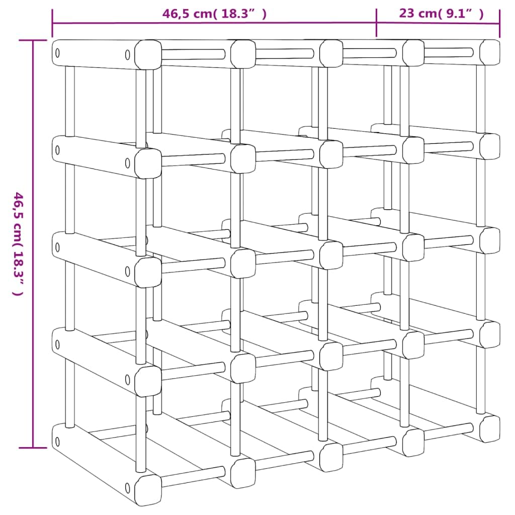 vidaXL Weinregal 20 Flaschen Kiefer 46,5x23x46,5 cm