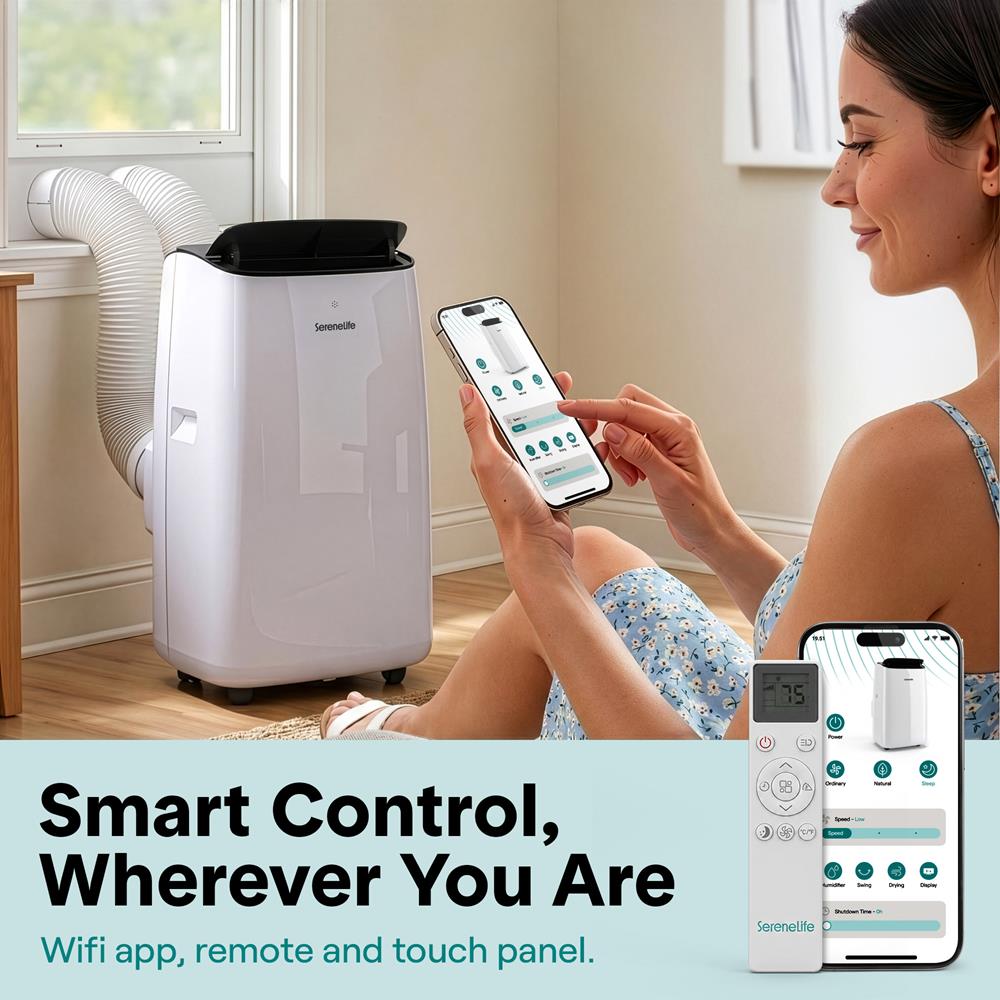 Serenelife Portable AC 12000 BTU Klimagerät Grau mit WLAN