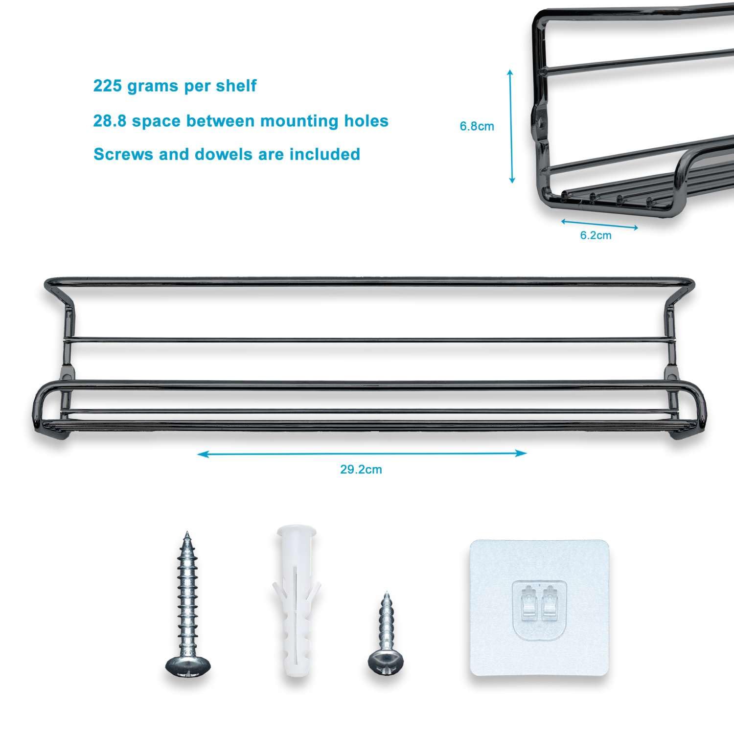 Intirilife Gewürzregal ohne Bohren Schwarz Eisen 4er Set