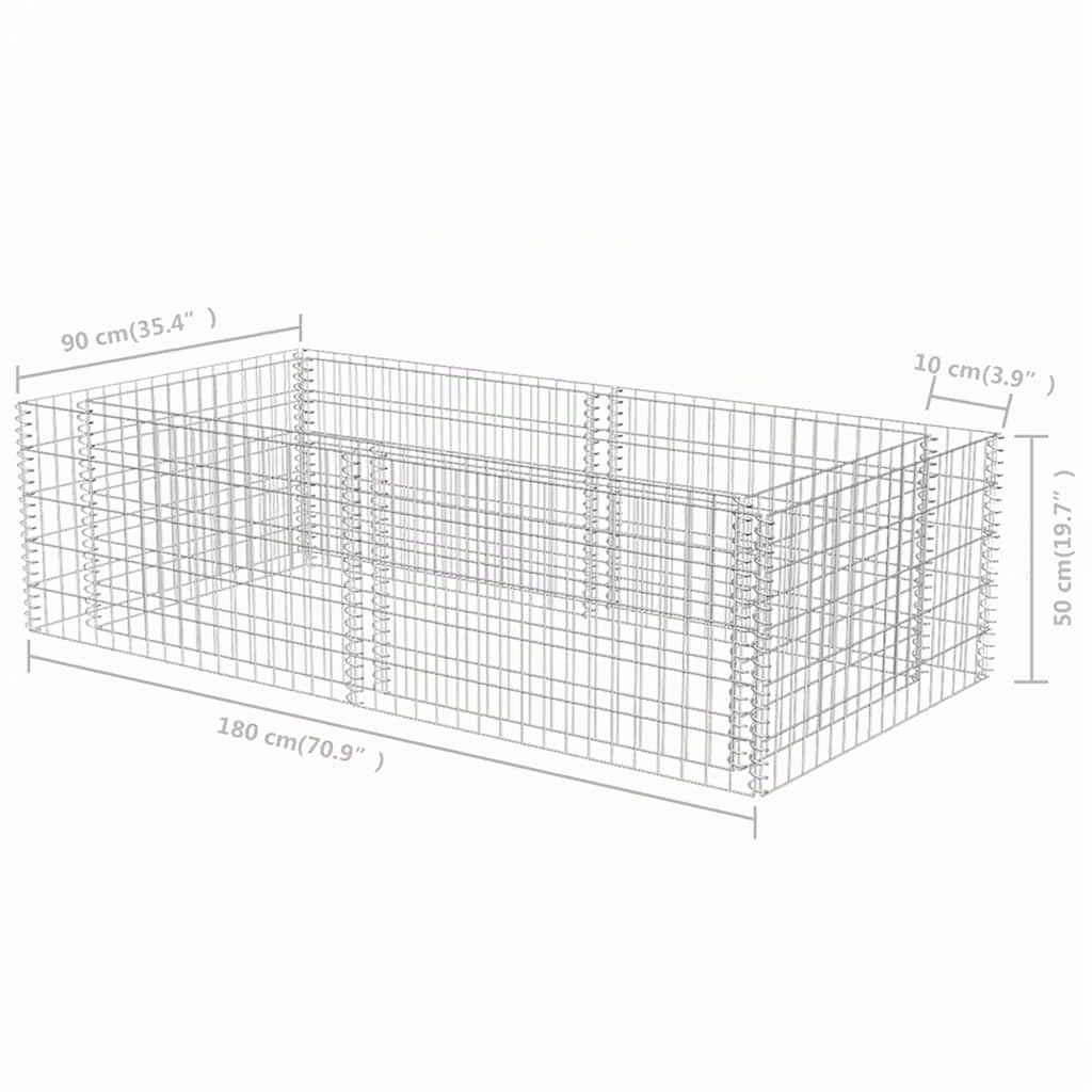 vidaXL Pflanzkübel Steinkorb 180x90x50 cm Gabione verzinkt