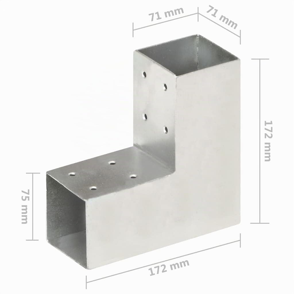 vidaXL Pfostenverbinder L-Form 71x71 mm verzinkt Metall