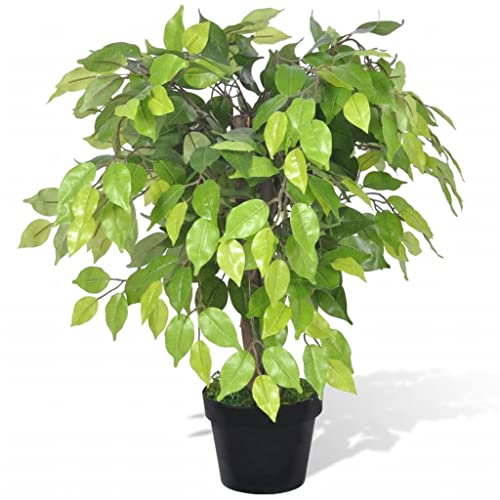 vidaXL Zwerg-Ficus Kunstpflanze 60 cm mit Topf 420 Blätter