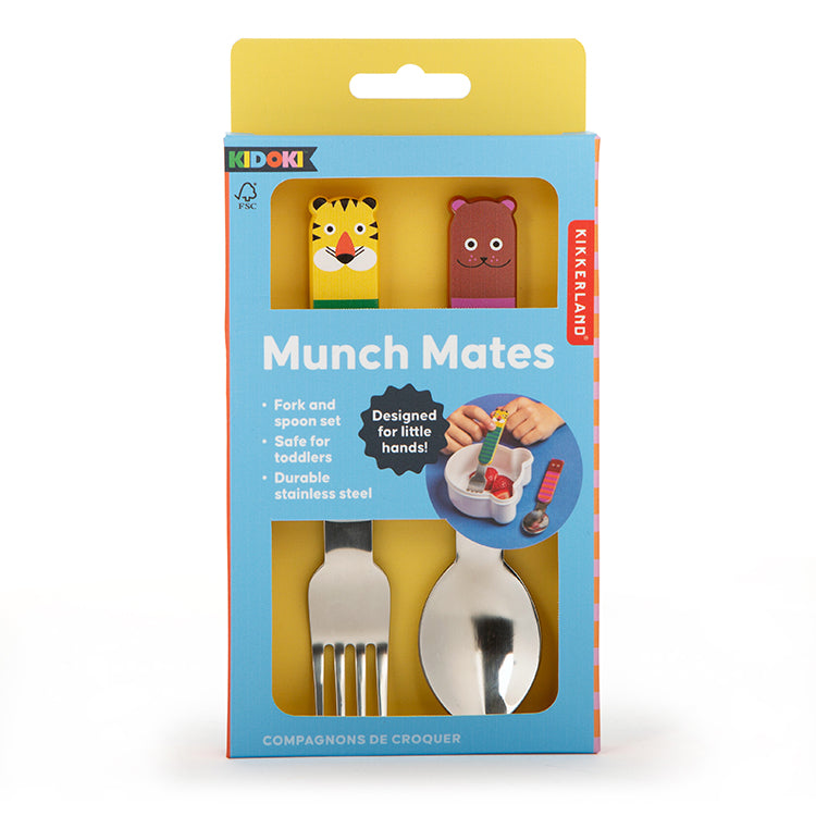 Kikkerland Kidoki Munch Mates Kinderbesteck Gabel Löffel