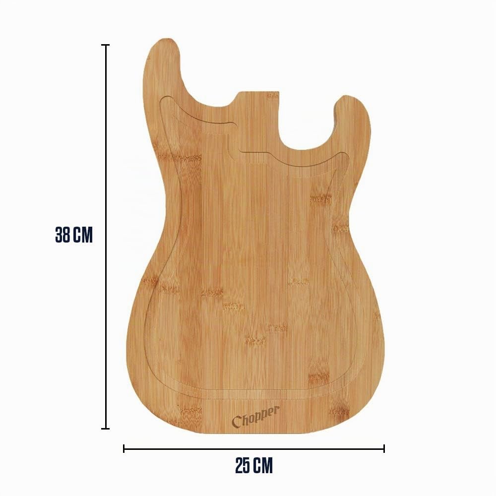 Mikamax Schneidebrett Gitarre Bambus Groß 38x25 cm Küche