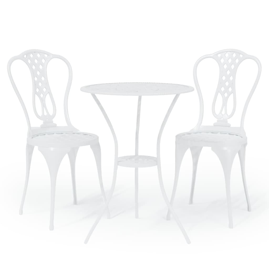 vidaXL Bistroset 3-TLG. Aluminiumguss Weiß Balkonset